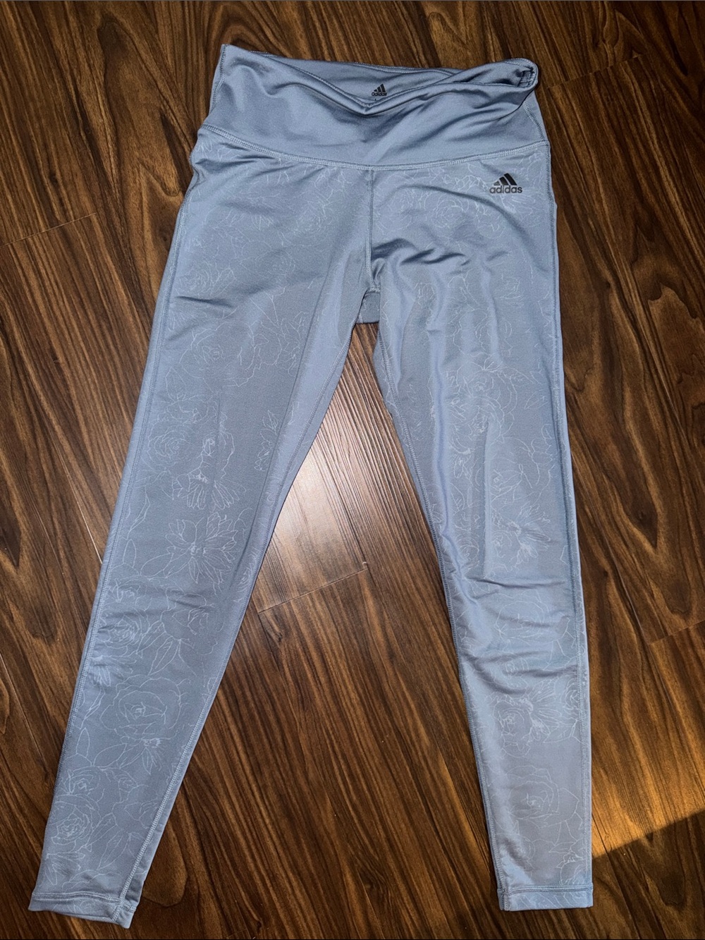 adidas Light Gray Floral Athletic Leggings